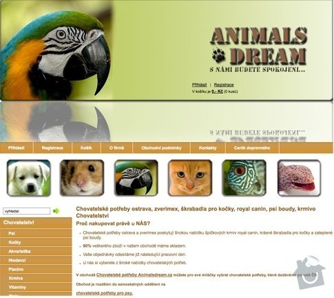Tvorba E-shopu animalsdream.cz: animalsdream