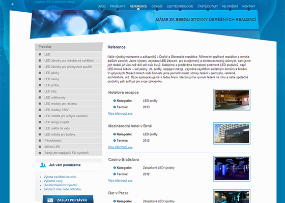 Tvorba www stránek pro výrobce LED světelných zdrojů